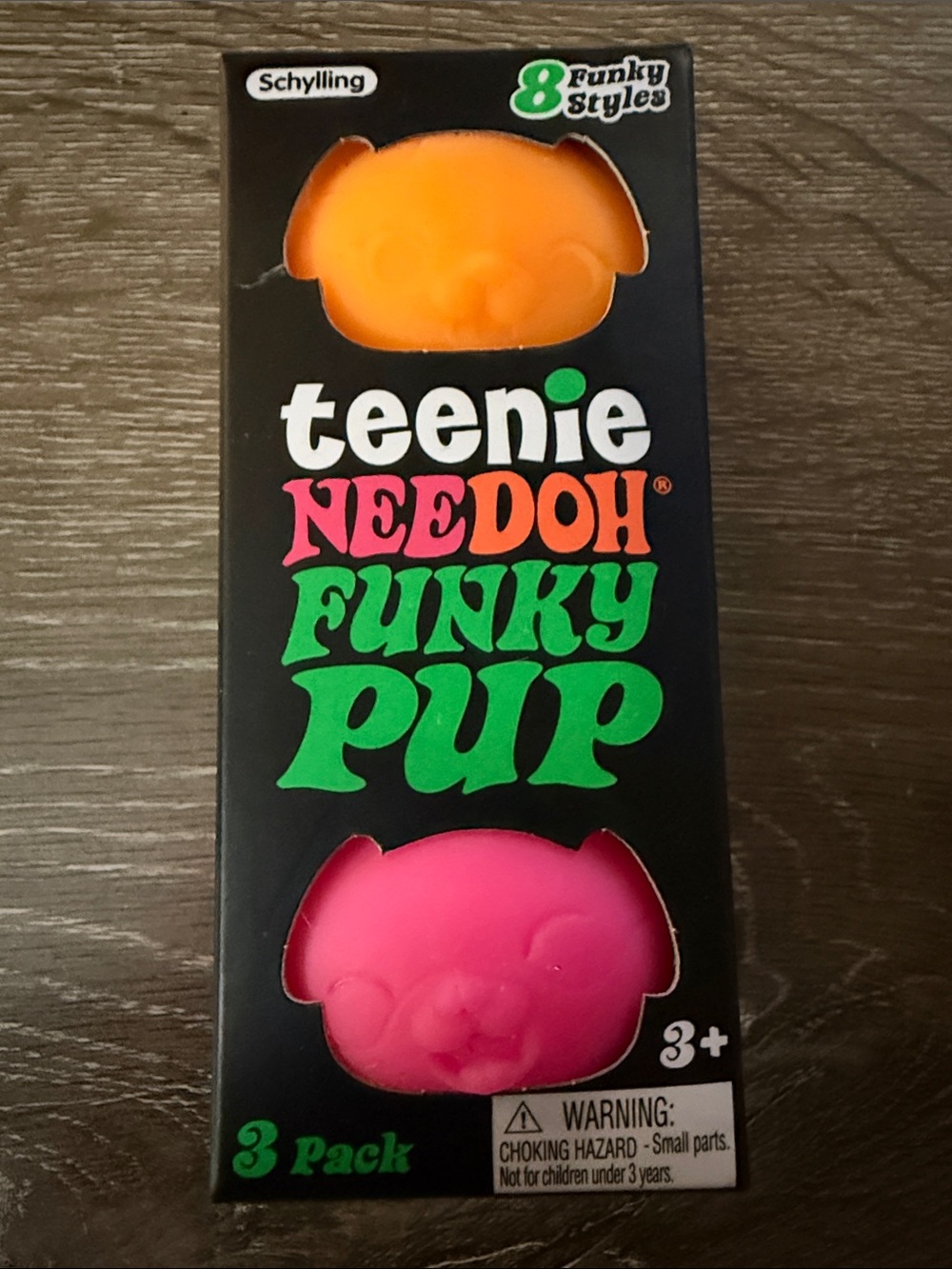 Needoh Teenie Funky Pup- pink, teal, orange- NEW IN Box